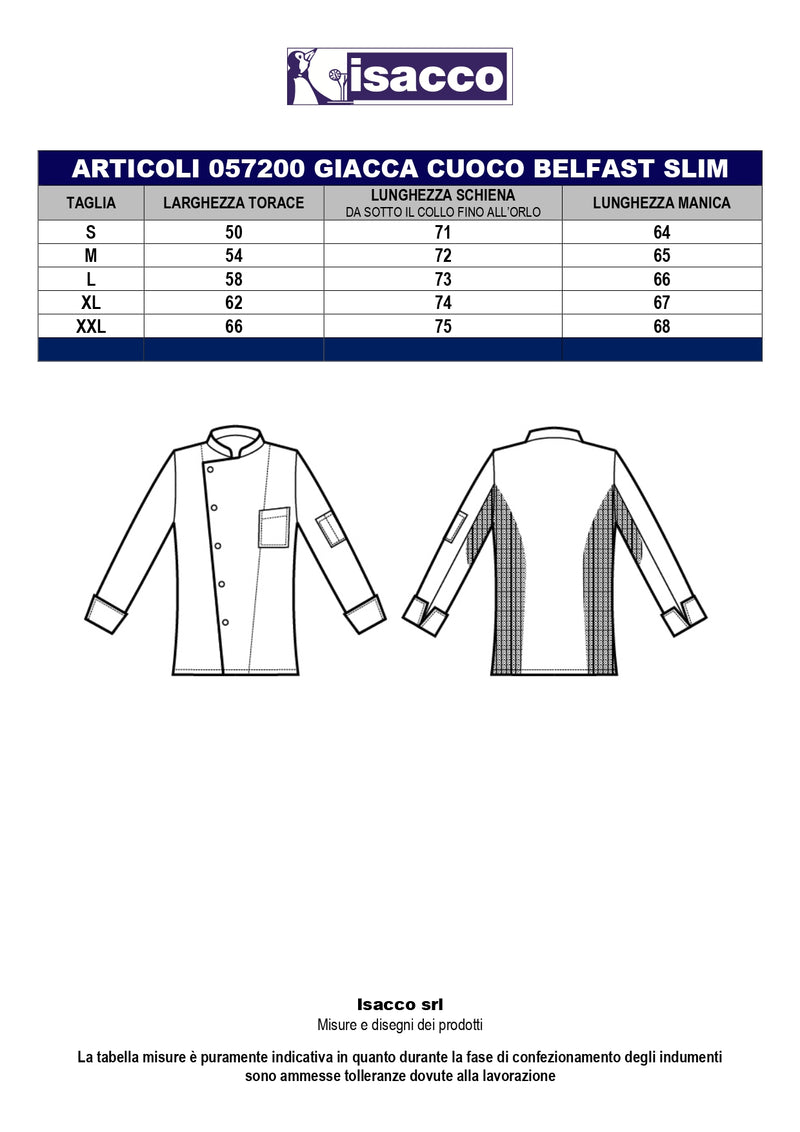Carica immagine in Galleria Viewer, Giacca Cuoco Unisex Manica Lunga Isacco Belfast Slim Professionale