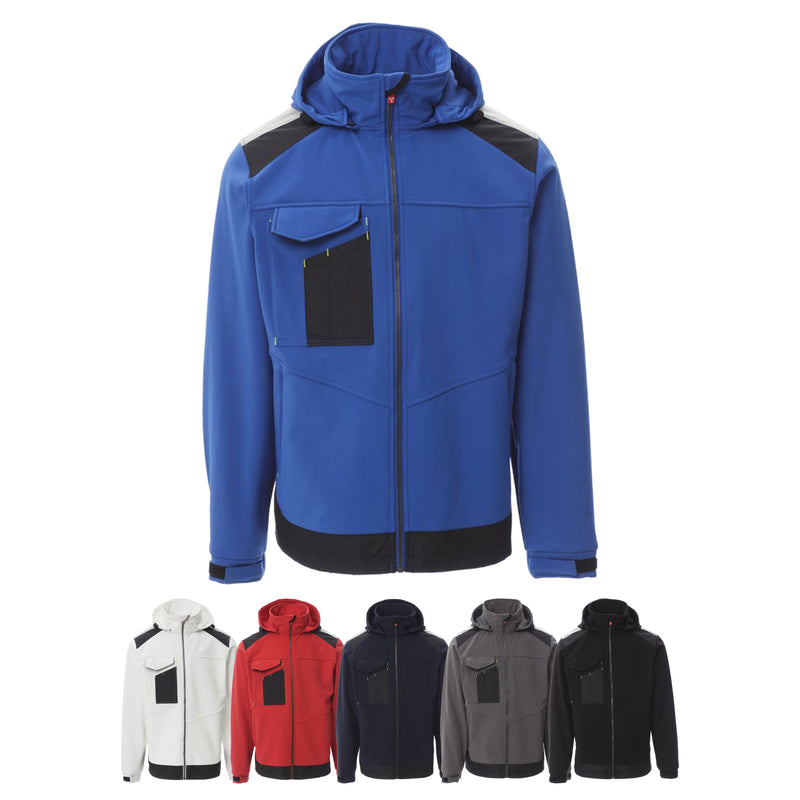 Carica immagine in Galleria Viewer, Giubbotto Uomo Impermeabile Soft shell con Cappuccio da lavoro Personalizzabile Payper Performer 2.0