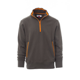 Felpa da Uomo TAGLIA-L Mezza Zip a Contrasto in Cotone Garzato 300 gr Payper Rio Smoke/Arancione Outlet