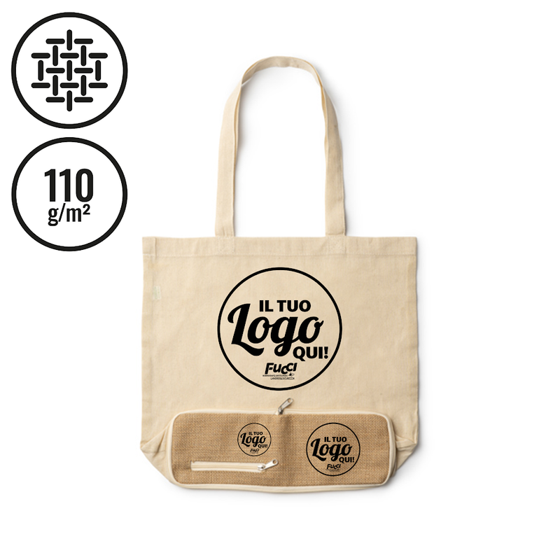 Carica immagine in Galleria Viewer, Vendita Multipla Shopper Pieghevole Stamina RAKU 7185 Cotone e Juta con Stampa Inclusa da 10 Pezzi