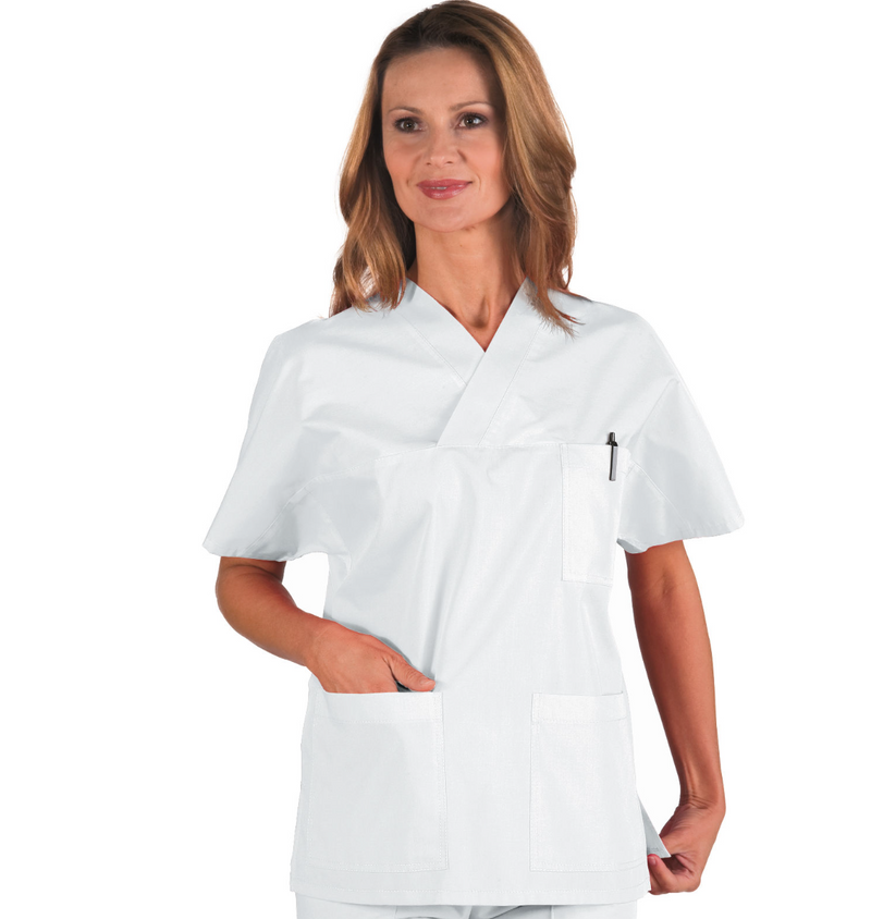 Carica immagine in Galleria Viewer, Casacca Unisex Collo a V Isacco Bianca Mezza Manica - Sanitaria