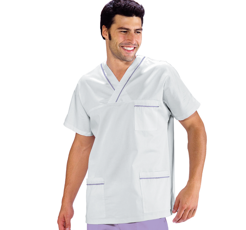 Carica immagine in Galleria Viewer, Casacca Unisex Collo a V Isacco con Profili Mezza Manica - Sanitaria
