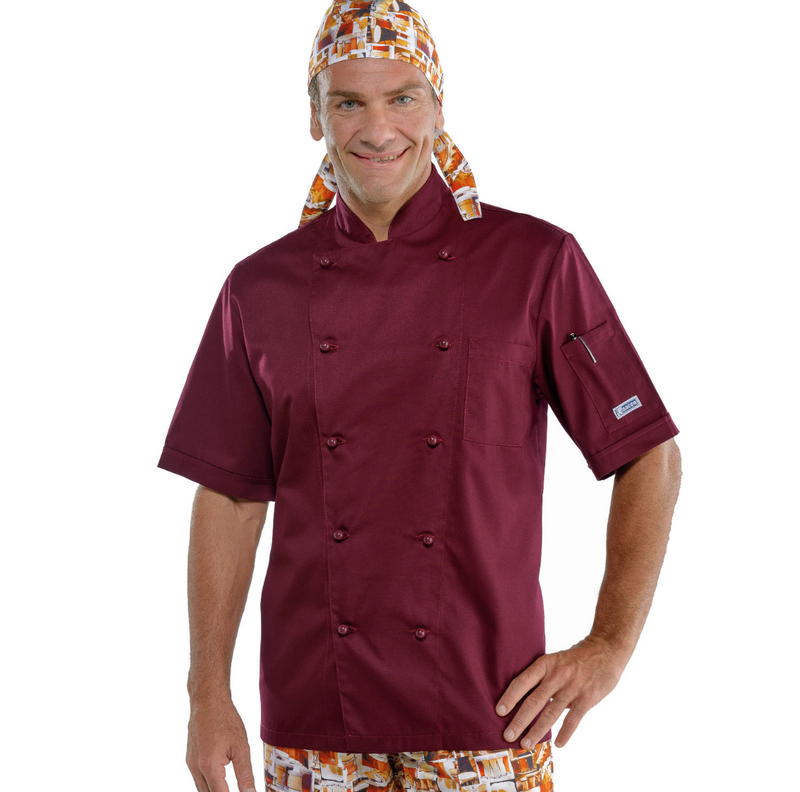 Carica immagine in Galleria Viewer, Giacca Cuoco Classica Isacco Unisex Mezza Manica Bottoni Antipanico