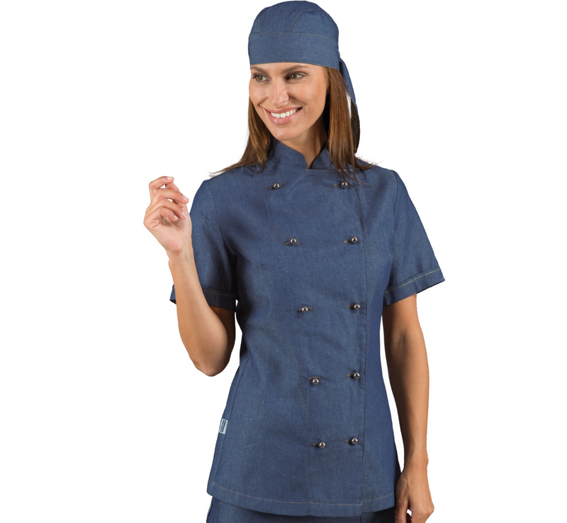 Carica immagine in Galleria Viewer, Giacca Chef Lady Isacco Mezza Manica con Bottoni Antipanico