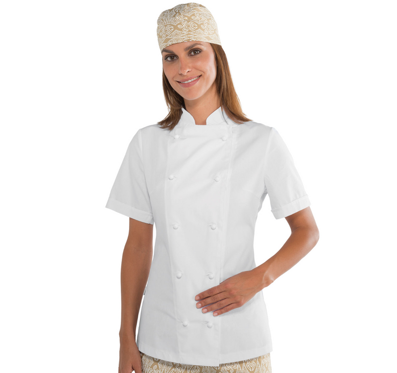 Carica immagine in Galleria Viewer, Giacca Chef Lady Isacco Mezza Manica con Bottoni Antipanico
