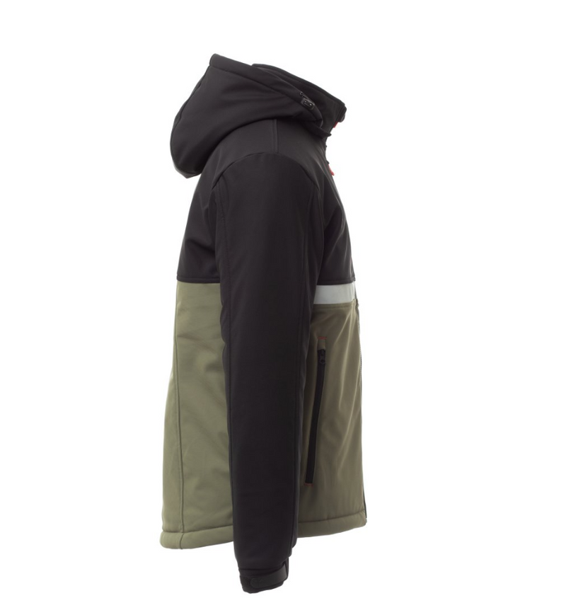 Carica immagine in Galleria Viewer, Giubbotto Imbottito Uomo TAGLIA-XL Invernale Soft Shell con Cappuccio Removibile Payper Wise Pad Verde Militare/Nero Outlet