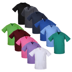 Casacca Sanitaria Unisex – Uomo/Donna con Scollo a V, Maniche Corte, CE – Per Medici, Infermieri, OSS