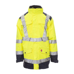 Parka Bicolore 4in1 in Alta Visibilità da Lavoro con Cappuccio Invernale Payper Hisafe