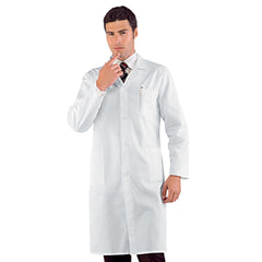 Camice Medico Dottore Infermiere Laboratorio Farmacista Uomo da lavoro bianco 100% Cotone Personalizzato Isacco