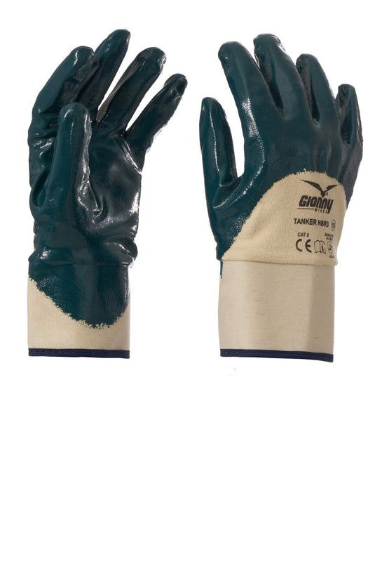 12 Paia Guanti NBR in Interlock 24G con Dorso Aerato e Manichetta Payper TANKER NBR3