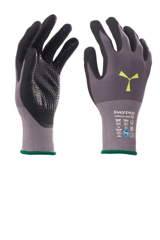 12 Paia Guanti Antiabrasione in Microschiuma di Nitrile Touchscreen Payper P/TOUCH 15GRIP