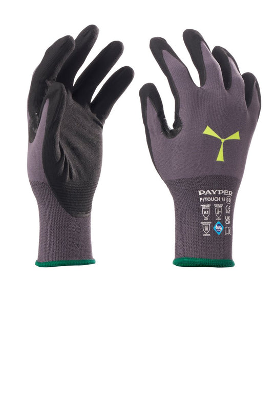 12 Paia Guanti Antiabrasione in Microschiuma di Nitrile Touchscreen Payper P/TOUCH 15