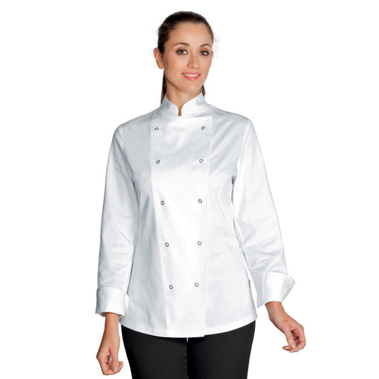 Giacca Chef Lady Isacco Manica Lunga con Bottoni a Pressione