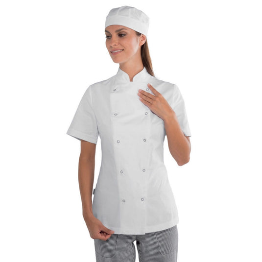 Giacca Chef Lady Isacco Mezza Manica con Bottoni a Pressione
