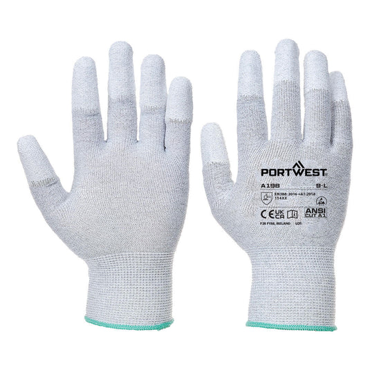 Guanti ESD Antistatici Portwest AB198 con Rivestimento in PU – Confezione da 12 Paia