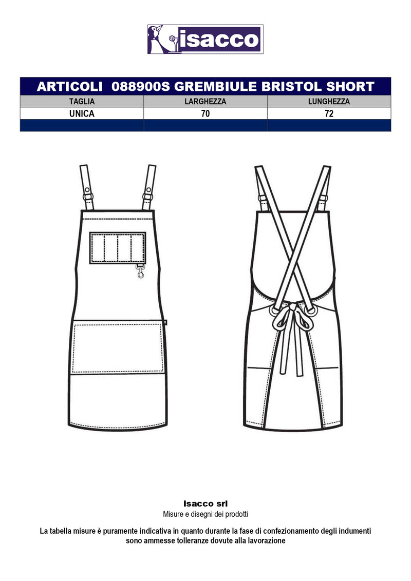 Carica immagine in Galleria Viewer, Grembiule Pettorina Unisex Corto Tasche e Lacci in Pelle Isacco Bristol Short
