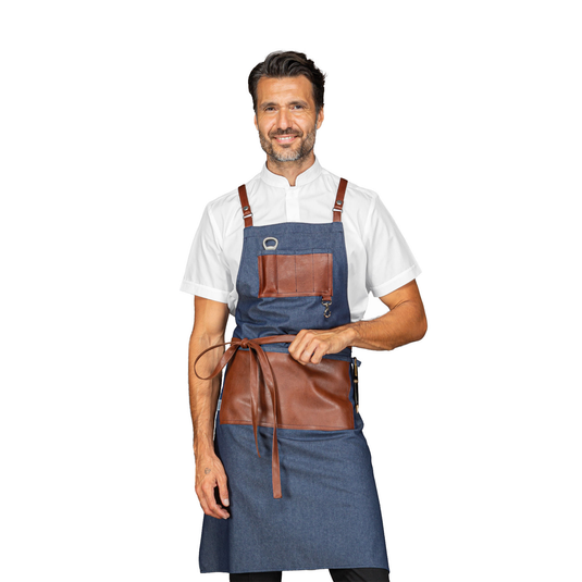 Grembiule con Pettorina Unisex con Bretelle e Pelle Isacco Bristol