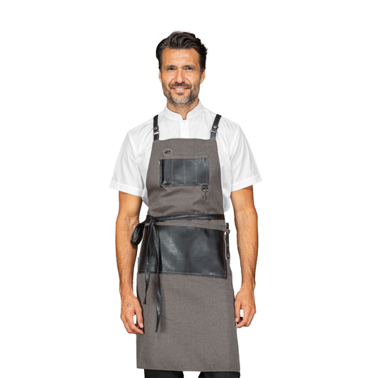 Grembiule con Pettorina Unisex con Bretelle e Pelle Isacco Bristol