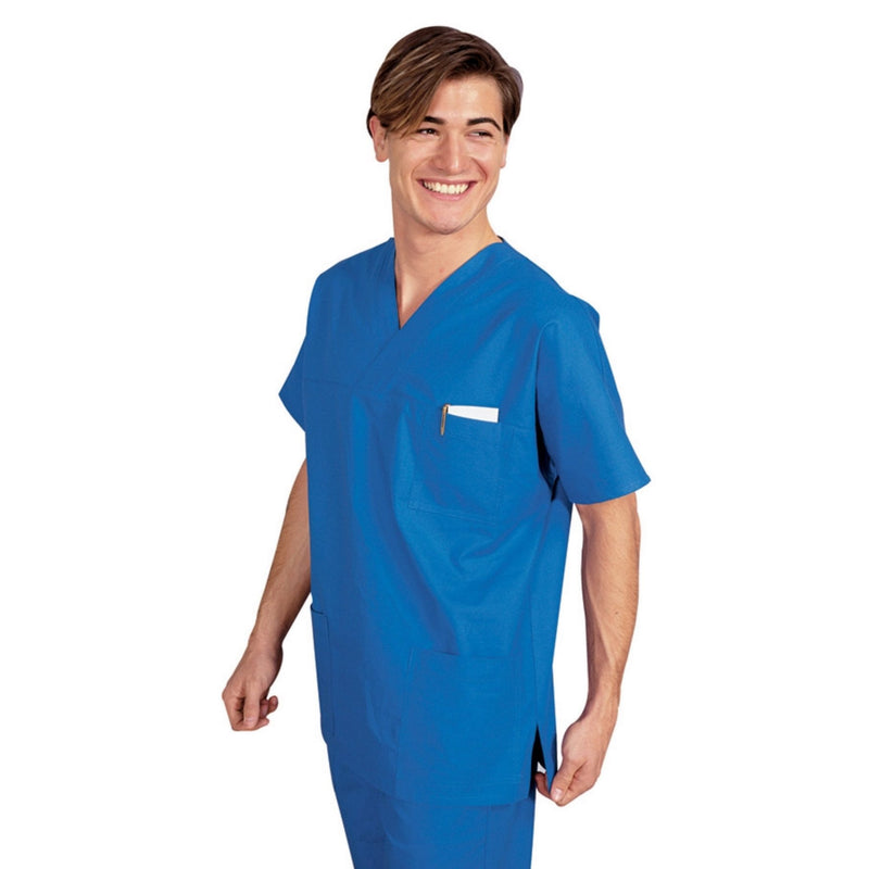 Carica immagine in Galleria Viewer, Casacca Unisex Collo a V Isacco in 100% Cotone Mezza Manica Uso Sanitario
