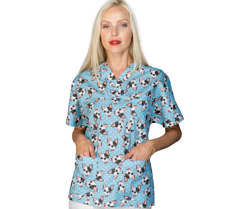 Carica immagine in Galleria Viewer, Casacca Unisex Collo a V Isacco in 100% Cotone Mezza Manica Uso Sanitario

