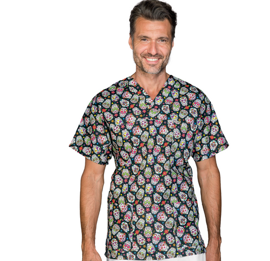 Casacca Unisex Collo a V Isacco in 100% Cotone Mezza Manica Uso Sanitario