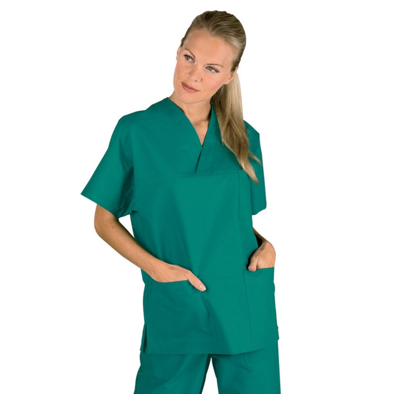 Carica immagine in Galleria Viewer, Casacca Unisex Collo a V Isacco in 100% Cotone Mezza Manica Uso Sanitario
