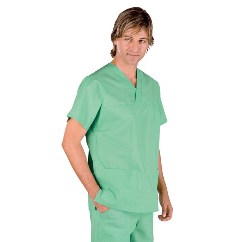 Carica immagine in Galleria Viewer, Casacca Unisex Collo a V Isacco in 100% Cotone Mezza Manica Uso Sanitario
