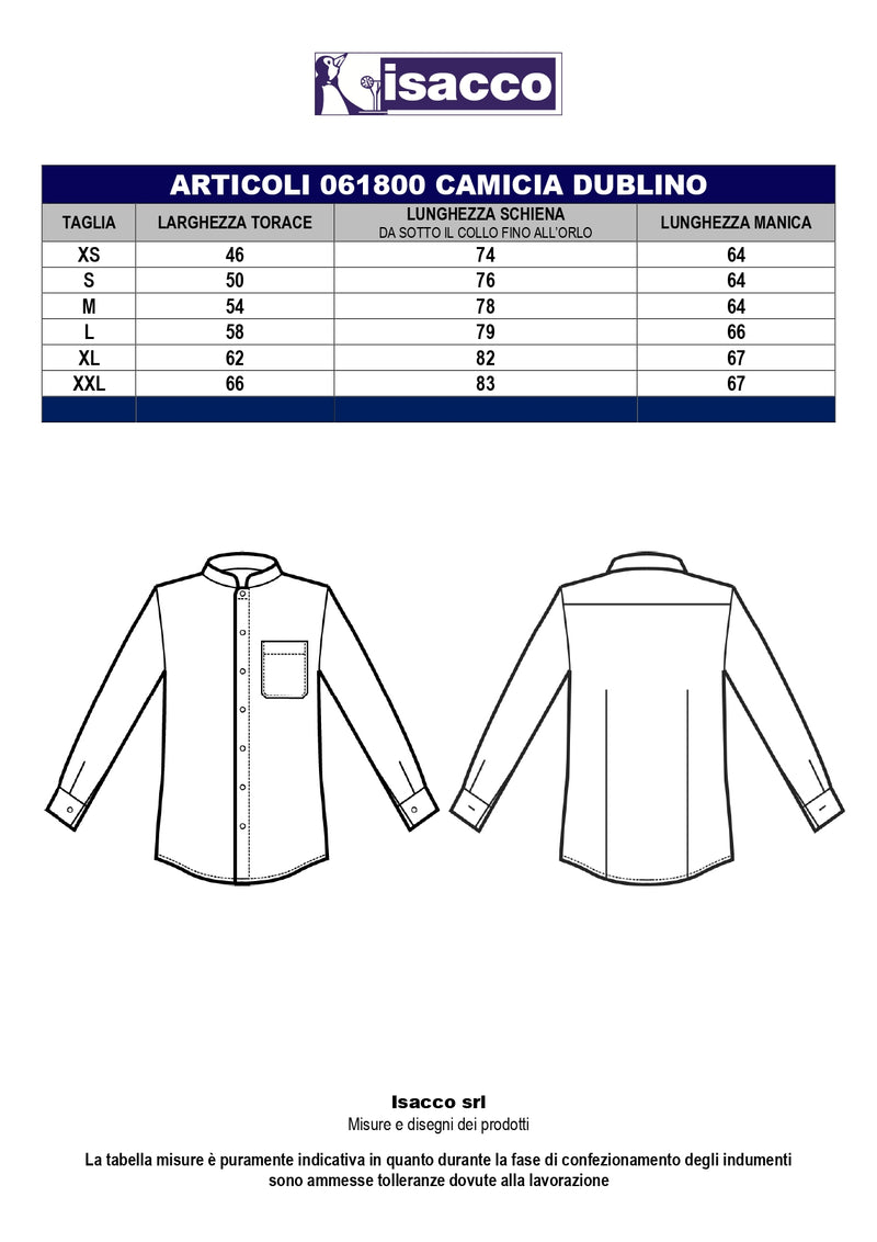 Carica immagine in Galleria Viewer, Camicia Unisex con Colletto Coreano Manica Lunga Isacco Dublino
