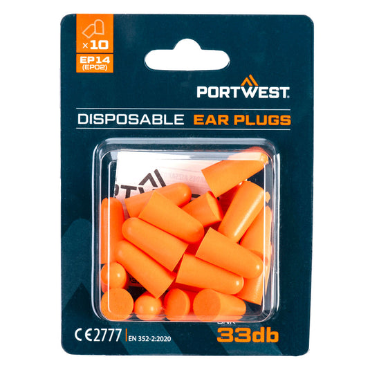 Tappi Antirumore Portwest EP14 in Schiuma PU 10 Paia SNR 33 dB