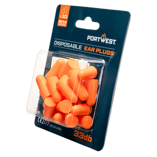 Tappi Antirumore Portwest EP14 in Schiuma PU 10 Paia SNR 33 dB
