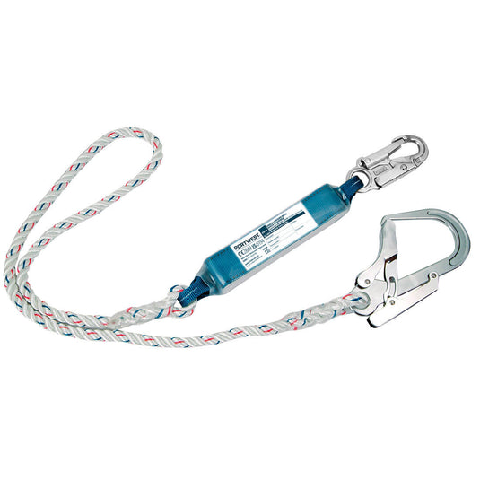 Cordino Anticaduta Portwest FP23 Singolo con Assorbitore a Corda 1,8m
