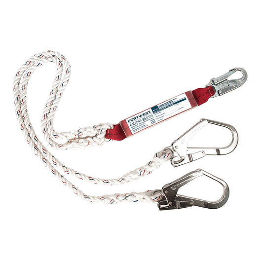 Cordino Anticaduta Doppio Portwest FP25 a Corda con Assorbitore 1,8m