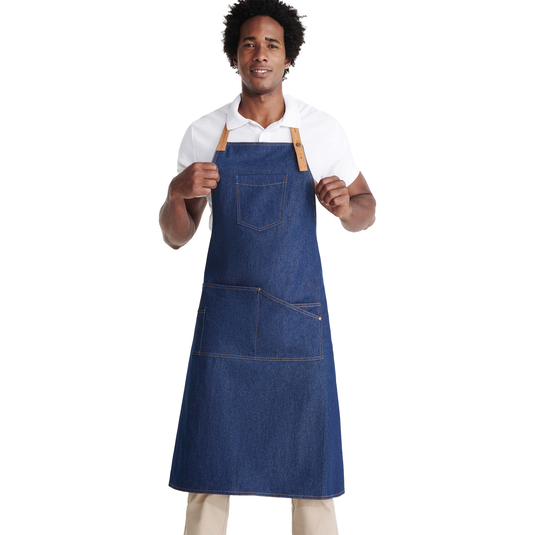 Grembiule in Jeans Unisex con Tasche e Bottoni 92×98 cm Roly Batali