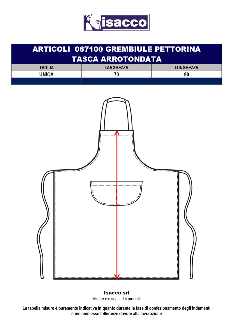 Carica immagine in Galleria Viewer, Grembiule Pettorina Isacco con Tascone Centrale 70x90 Ristorazione
