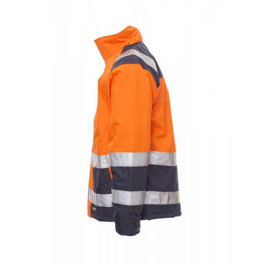 Giubbotto TAGLIA-L Alta Visibilità Payper Hispeed con Cappuccio a Scomparsa da Lavoro Arancione Fluo/Blu Navy Outlet