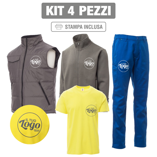 Kit Payper Active 4 Pezzi Personalizzato – Gilet Star, T-Shirt Print, Felpa Hoover e Pantalone Engine