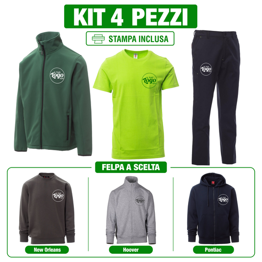 Kit Payper Engine Perth Pro 4 Pezzi Personalizzato – Giacca Soft-Shell, T-Shirt, Felpa a Scelta e Pantalone