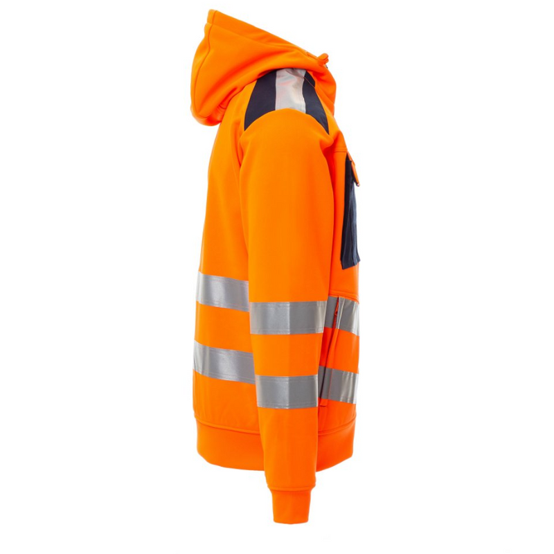 Carica immagine in Galleria Viewer, Felpa TAGLIA-L Alta Visibilità con Cappuccio e Tasche Payper Leader Arancione Fluo/Blu Navy Outlet
