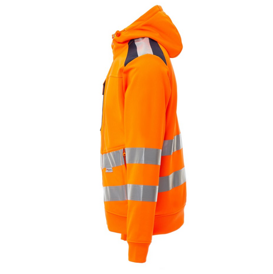 Felpa TAGLIA-L Alta Visibilità con Cappuccio e Tasche Payper Leader Arancione Fluo/Blu Navy Outlet