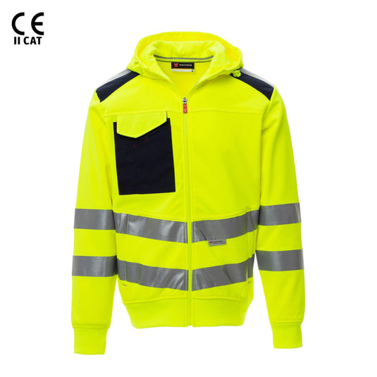 Felpa TAGLIA-XL Alta Visibilità con Cappuccio e Tasche Payper Leader Giallo Fluo/Blu Navy Outlet