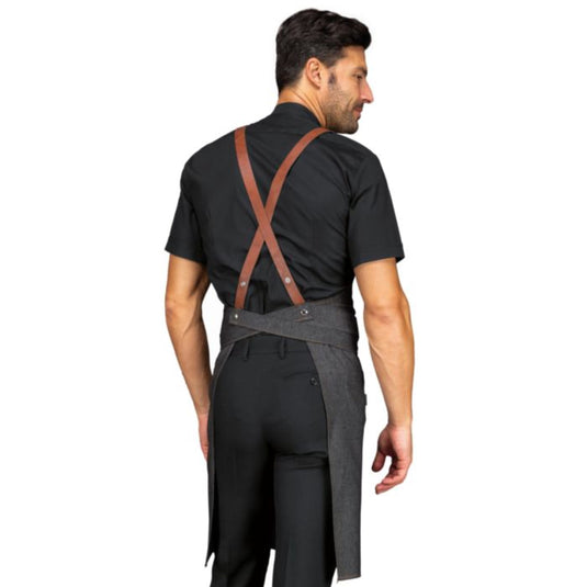 Grembiule Unisex con Pettorina Professionale con Bretelle in Pelle Isacco Mexico
