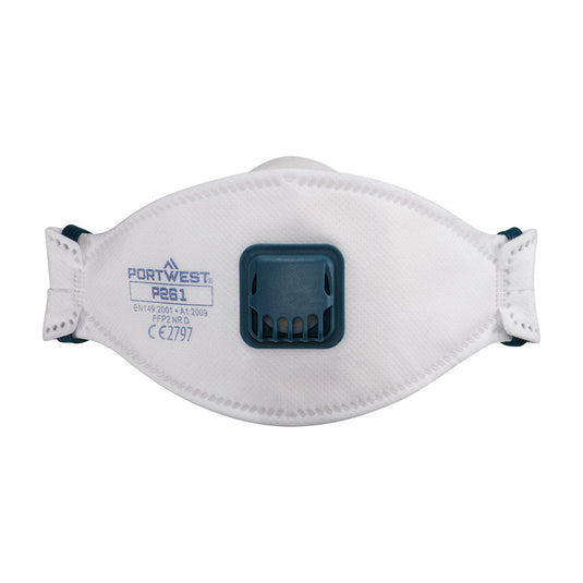 10 Pezzi Mascherina FFP2 Pieghevole con Valvola Trifold Portwest P261