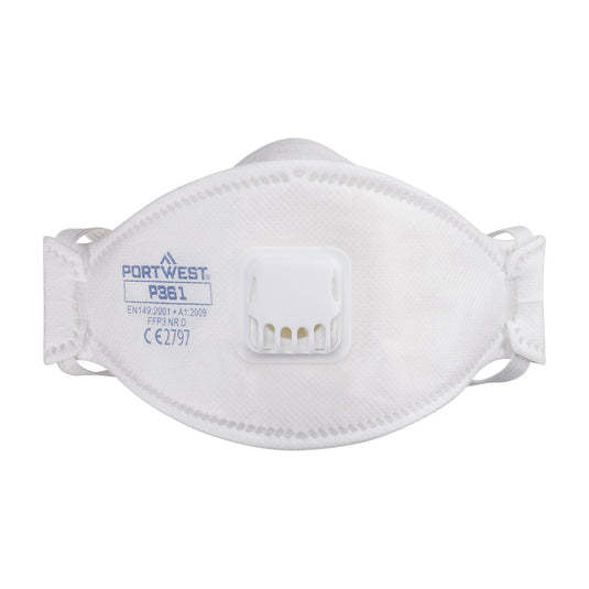 10 Pezzi Mascherina FFP3 Pieghevole con Valvola Trifold Portwest P361