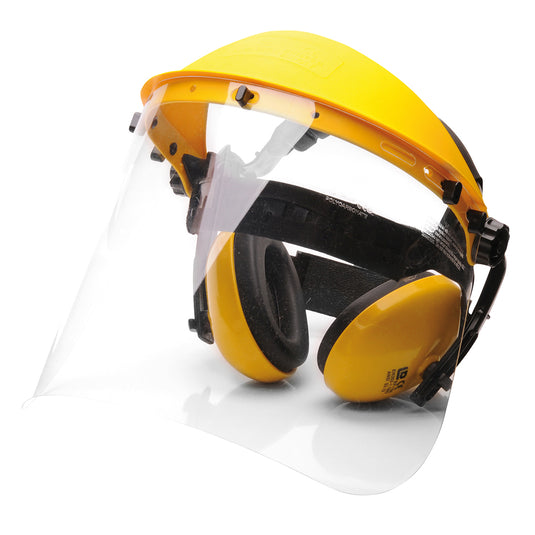 Visiera Protettiva con Cuffie Antirumore Regolabile Portwest PW90 Kit DPI