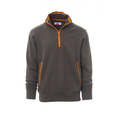 Felpa da Uomo TAGLIA-L Mezza Zip a Contrasto in Cotone Garzato 300 gr Payper Rio Smoke/Arancione Outlet