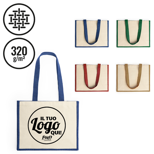 Vendita Multipla Shopper Stamina NANTES 7110 in Juta e Cotone con Stampa Inclusa da 10 Pezzi