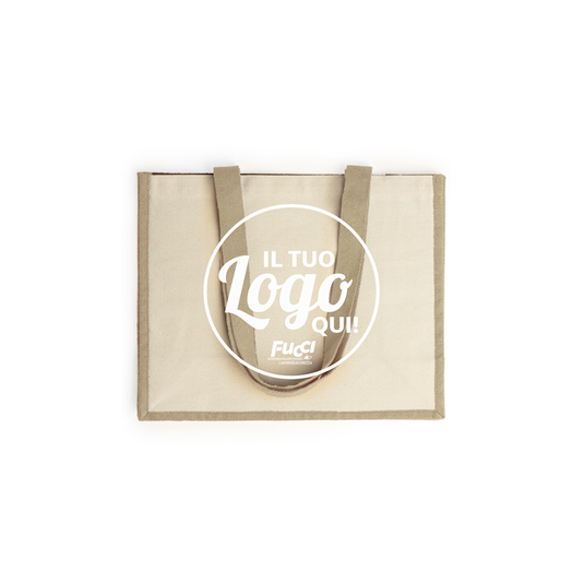 Vendita Multipla Shopper Stamina NANTES 7110 in Juta e Cotone con Stampa Inclusa da 10 Pezzi