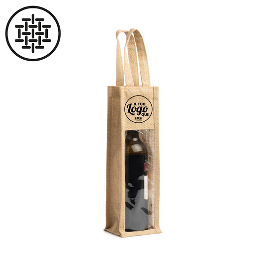 Vendita Multipla Porta Bottiglie Stamina NIMBA 7611 in Juta con Stampa Inclusa da 25 Pezzi