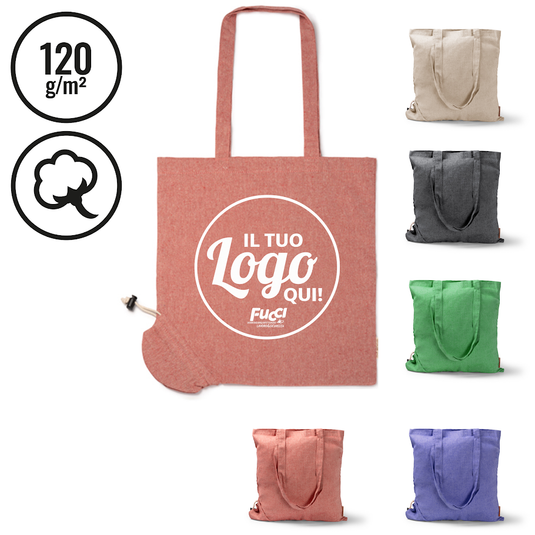 Vendita Multipla Shopper Pieghevole Stamina PLIKA 1652 in Cotone Riciclato con Stampa Inclusa da 10 Pezzi