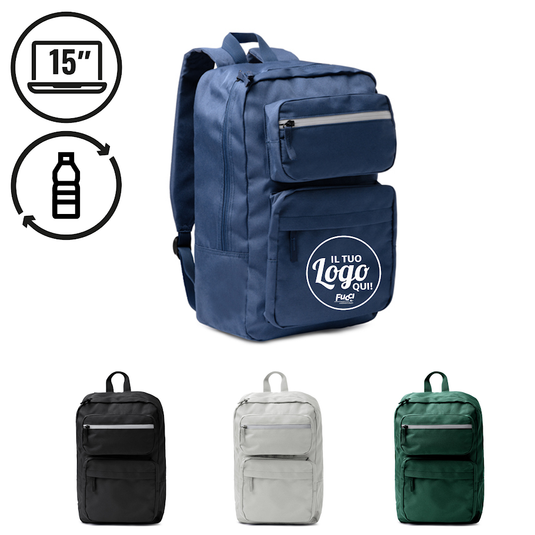 Zaino Porta PC Stamina TINAR 1663 in RPET con Fascia Riflettente e stampa inclusa